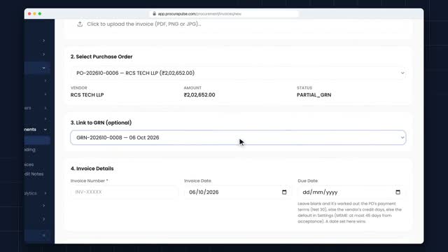 Enter an invoice by hand