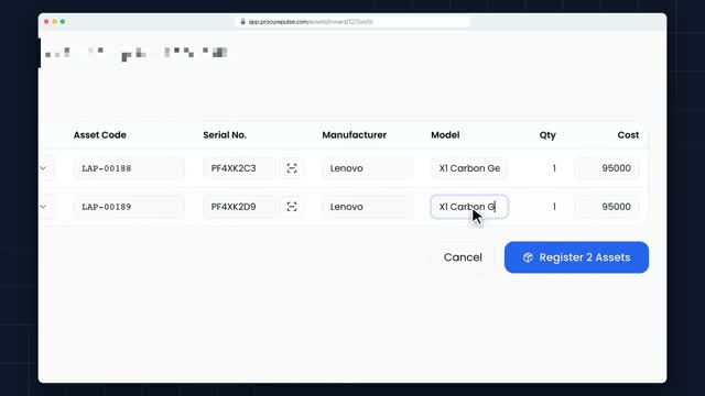 Register each unit with serial numbers