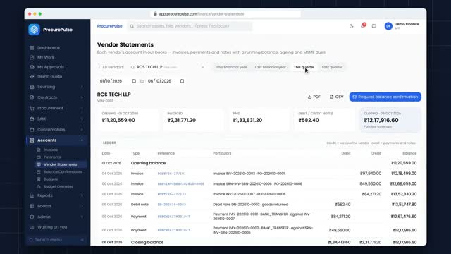 Read a vendor statement